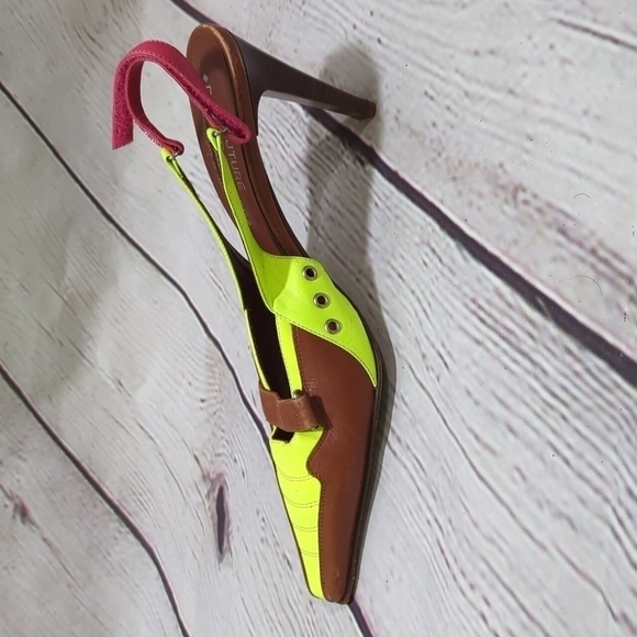 DONALD J. PLINER COUTURE Donald J Pliner Brown Yellow leather mules 7 - Picture 4 of 11